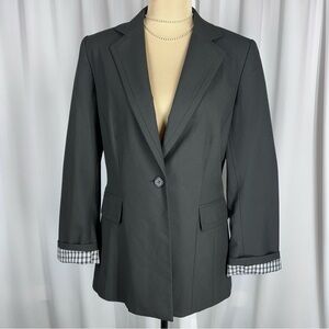 Gianni Bini Blazer Jacket Sz 6 Black One Button‎ Contrast Lining Career Business